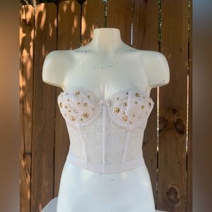 80s Vintage Gelmart Beige Embellished corset size 34B